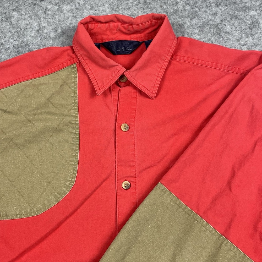 VTG Columbia Shirt Mens Large Red Rifle Elbow Patches Button Up Hunting Outdoors